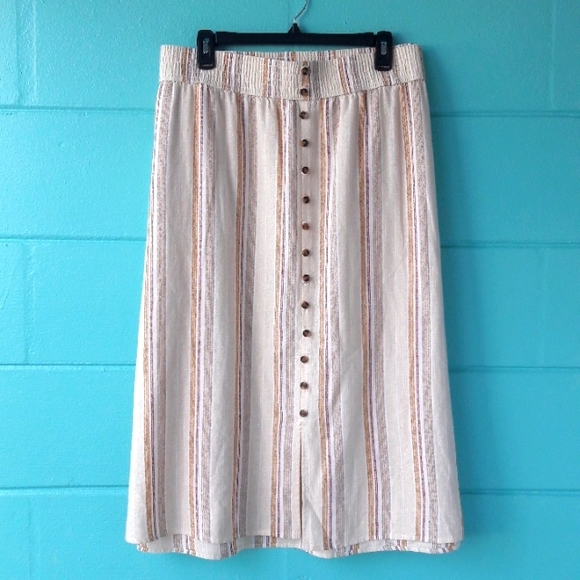 NWT "Sonoma" Woman's Striped  Button Front Midi Skirt Size 4X - Picture 3 of 8